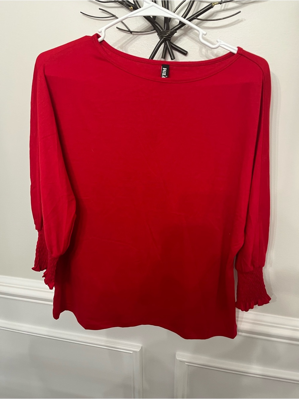 BTFBM Red Blouse Size Small 3/4 Sleeve NWT